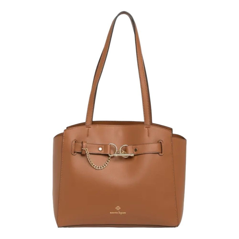 Nanette Lepore Emery Vegan Leather Tote Shoulder Bag in Whiskey Brown NWT